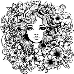 Coloring Page Woman Vector Format
