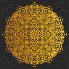 Ornamental luxury mandala pattern background with royal golden arabesque pattern Arabic Islamic east style. Traditional Turkish, Indian motifs. 