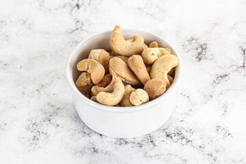 Cashew nuts heap in the bowl