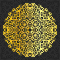 Ornamental luxury mandala pattern background with royal golden arabesque pattern Arabic Islamic east style. Traditional Turkish, Indian motifs. 