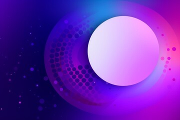 A vibrant abstract design with circles and dots in shades of purple and blue