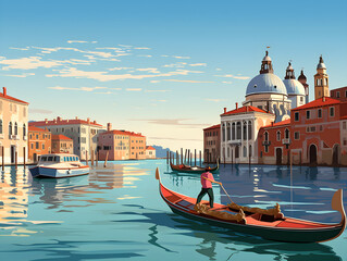 Fototapeta na wymiar Venice scenery Italy beautiful, presentation pictures, Illustration, Generative AI