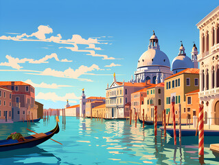 Fototapeta na wymiar Venice scenery Italy beautiful, presentation pictures, Illustration, Generative AI