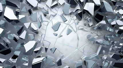 Shuttered Transparent Broken Glass Abstract Background AI Generative