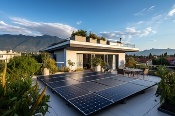  Solar Panels Installed On The Rooftop, Generative AI