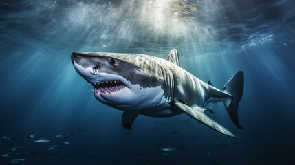 Great White Shark Carcharodon carcharias swimming