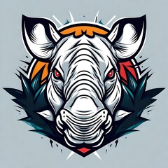 A logo for a business or sports team featuring an abstract rhinoceros that is suitable for a t-shirt graphic.