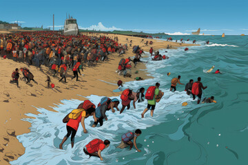 Migrant crisis - Generative AI illustration