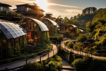 Fototapeta premium Sustainable Eco Village, Generative AI