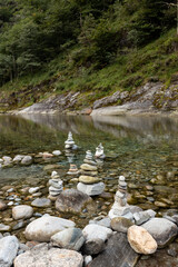 
tower, peak, stones, balance, mountain, pyramid, river. artistically laid stones on top of each...