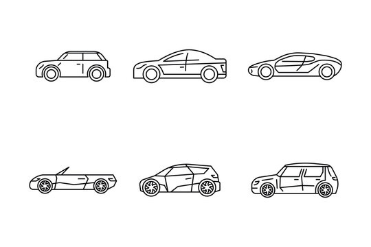 Car line icons set. Vector