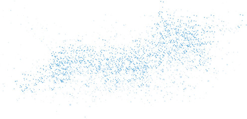 Glow light effect. Blue glitter and bokeh on transparent backdrop. Luxury particles with stardust. Magic Christmas composition. Special shine for poster or advertising. PNG.