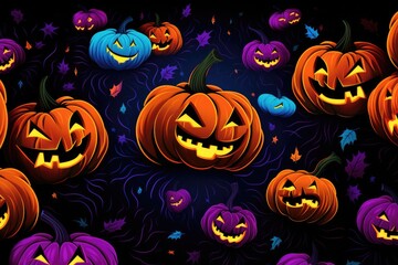 Halloween with scary pumpkin background. Generative AI