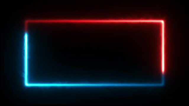 Element neon blue red on light trail chase with rectangle frame animation endless background. Idea for  template, banner,title design etc.,
