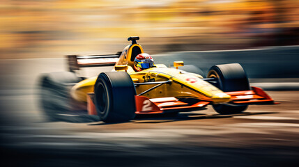 Indy car racer with blurred background