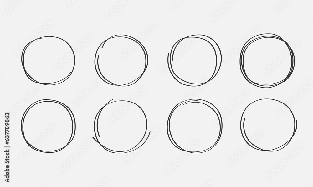 Poster hand drawn line circles. note marks. frame template for message. sketch. vector