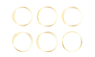 Golden circle frames. Luxury gold borders thin  lines. Element for decoration. Vector illustration isolated on white background
