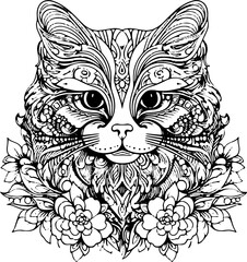 Coloring Page Cats - Vector Format
