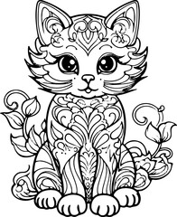 Coloring Page Cats - Vector Format