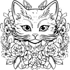 Coloring Page Cats - Vector Format