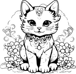 Coloring Page Cats - Vector Format