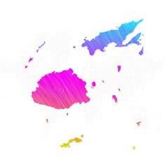 Obraz premium Fiji map in colorful halftone gradients. Future geometric patterns of lines abstract on white background. Vector illustration EPS10