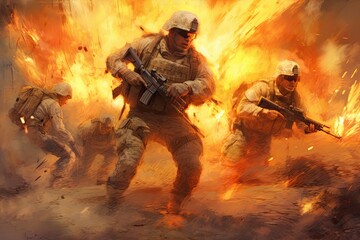 Naklejka premium Valor and power watercolor illustration - Generative AI.