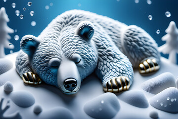 cute polar bear sleeping.Generative AI - obrazy, fototapety, plakaty
