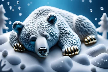 Tuinposter cute polar bear sleeping.Generative AI © 영호 정