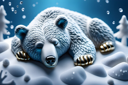 cute polar bear sleeping.Generative AI