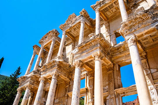 Celsus Library in Ephesus, Ephesus is a popular tourist destination in Turkey.