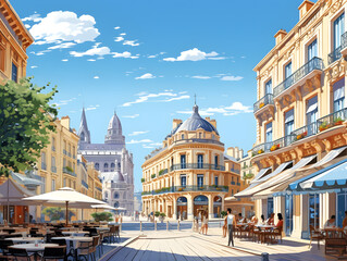Naklejka premium Montpellier france scenery beautiful, cannes city, presentation pictures, Illustration, Generative AI