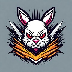 Fototapeta premium A logo for a business or sports team featuring an angry bunny rabbit head that is suitable for a t-shirt graphic.