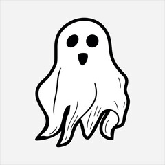 Cute funny happy ghost. Baby creepy boo characters for kids. Magic scary spirit Isolated trendy vector illustration for Halloween