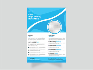 Creative A4 flyer template, modern template, in blue color, and modern design, perfect for creative professional business.