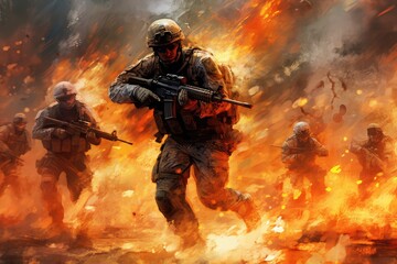 Warriors watercolor illustration - Generative AI.