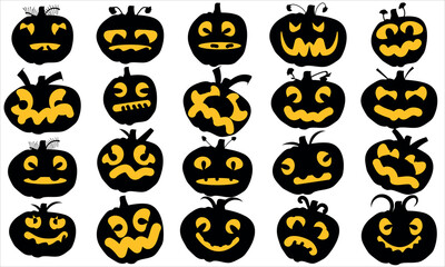 Vector halloween silhouette element collection