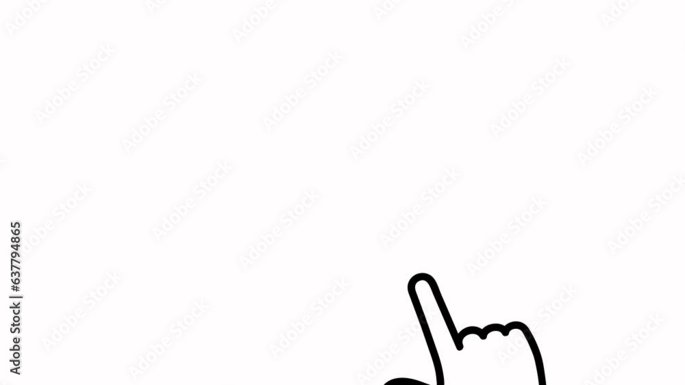 Poster click hand isolated on white background (chroma key). internet cursor animation with many different 