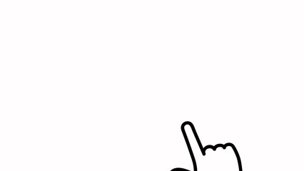 Click Hand Isolated on white Background (Chroma key). Internet Cursor Animation with Many Different Clicks