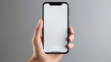 Blank smartphone mockup with empty screen minimalist design and floating hand