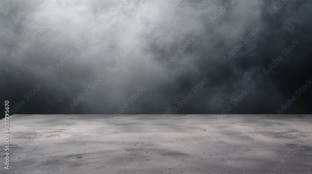 Fototapete Concept for a landing page with abstract background concrete ground foggy clouds and mock up placement . Mockup image