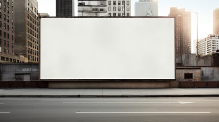 Empty billboard on a wall in the city. Mockup image