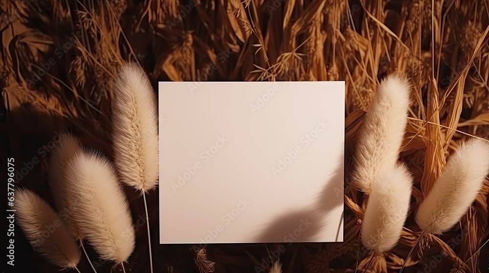 Aufkleber minimal business brand template featuring a blank paper sheet with copy space surrounded by fluffy d