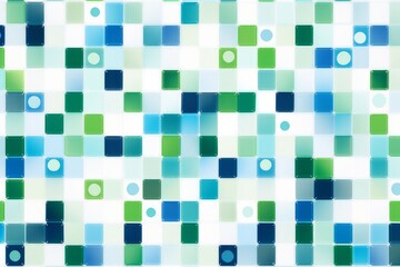 A vibrant blue and green square pattern on a clean white background