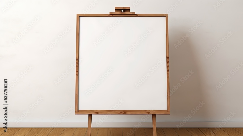 Poster a blank paper sheet on a tablet like pad displayed on an artist s desk in a home office with a mocku