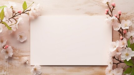 Mockup of a blank card for greetings invitations or flyers with space to add text