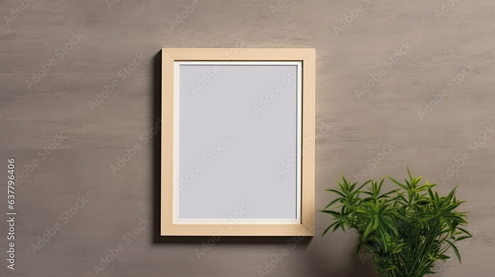 Poster empty wall frame in horizontal landscape layout for interior design artwork template. mockup image