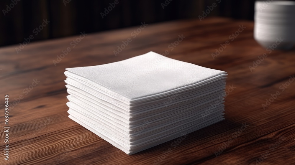 Poster copy space for logo or design on a stack of paper napkins . mockup image