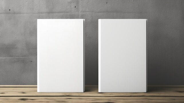 Two blank books with no illustrations ready for design Image placeholder available. Mockup image