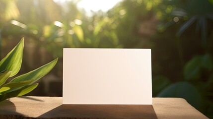 Simple business brand template blank card with mockup space natural background with sunlight shadows